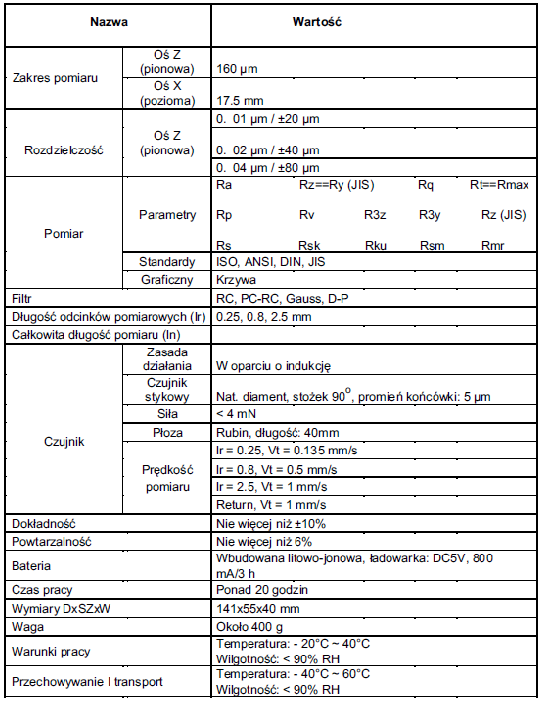 Miernik chropowatości powierzchni SRT-220 (ISO-4287) 1
